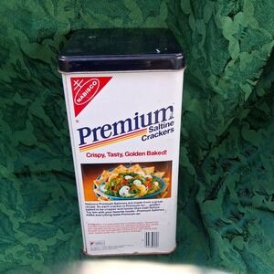 Vintage 1985 Nabisco Premium Saltine Crackers Tin 16oz Collectible
